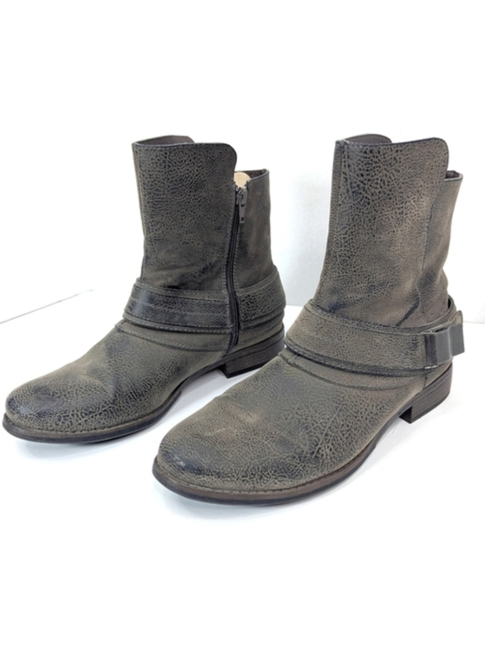 Crown Vintage Distressed Gray Leather Boots Sz 10